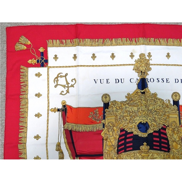 Hermes Red and Gold Carriage Scarf - Picture 3 of 12